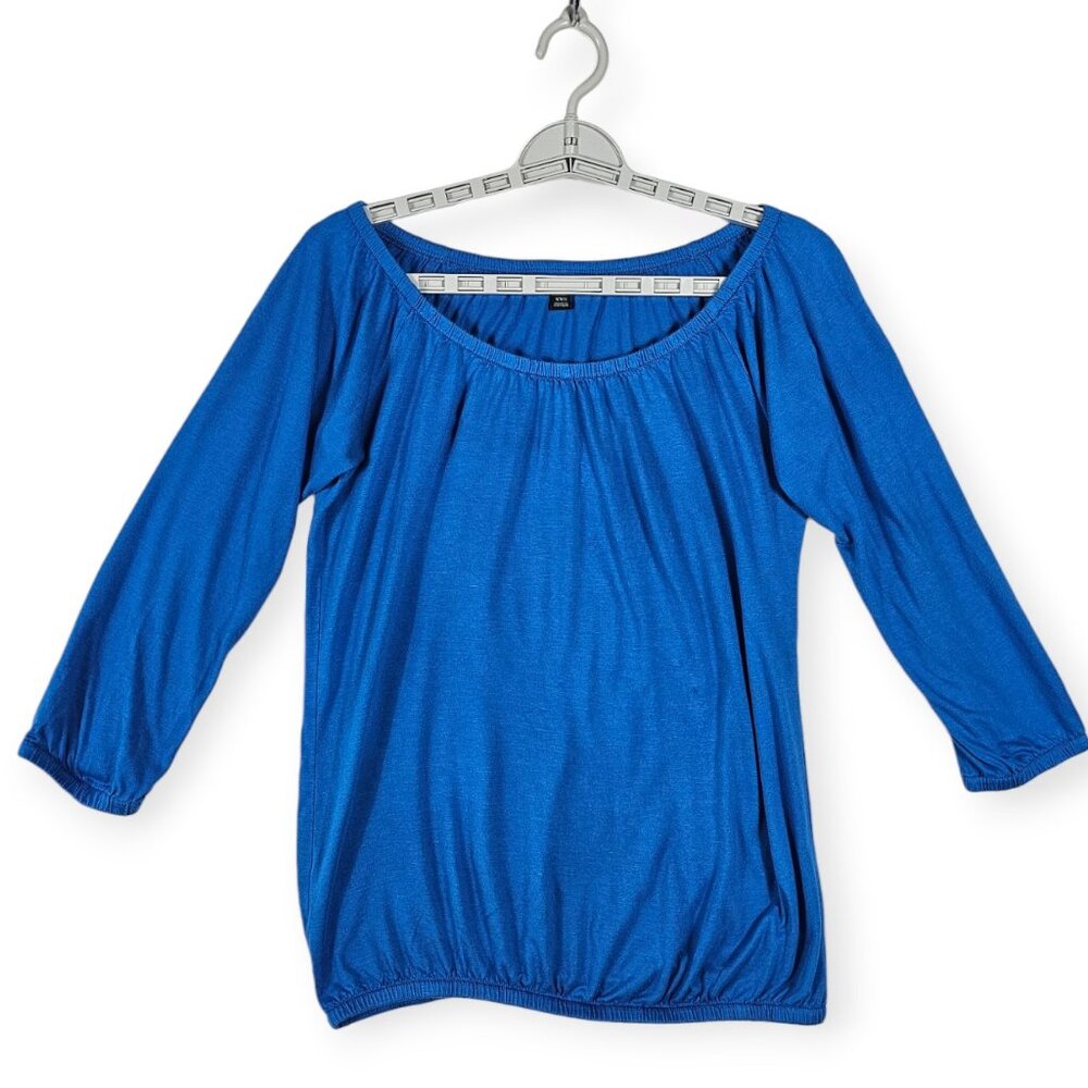 Ann Taylor Vibrant Blue Scoop Neck 3/4 Sleeve Blouse Women's Size XXS